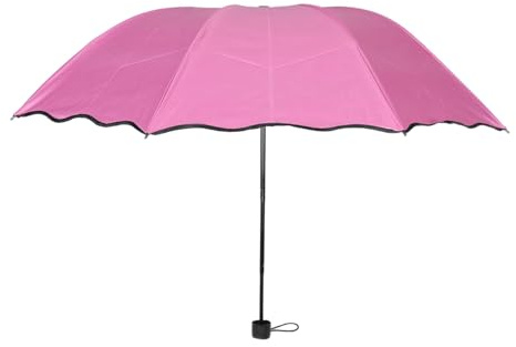 WRITWAA Color-Changing Folding Umbrella with Water-Activated Flower Design Compact Threefold Parasol Uv Protection Windproof Lightweight for Travel and Daily Use