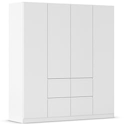 Rauch Möbel Bristol, Kleiderschrank, Farbe Weiß, Breite 181 cm | Schrank, Kinderkleiderschrank, 4-türig, 4 Schubladen, Push-to-open-Funktion, für Schlafzimmer, Babyzimmer, Garderobe