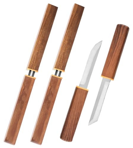 2 In 1 Coltello a Lama Fissa doppio Taglio, 2 Pezzi Coltello da Esterno in Acciaio Inossidabile, Coltello a lama fissa, acciaio inossidabile ad alta durezza, impugnatura in legno, coltello da esterno