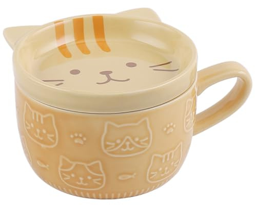 GRIRIW Einzigartige Keramiktasse Mit Katzenmotiv Süße Tassen Für Tee Kaffee Ästhetische Dekorative Tasse