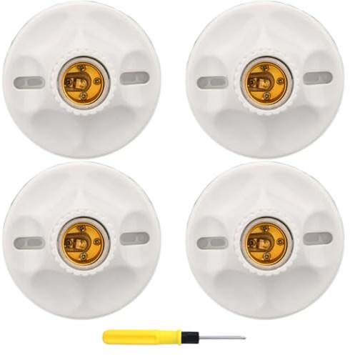 Acmerota Douille E27 Cercle de vis pour Socle en Céramique, Lampe Halogène LED de Bricolage, Douille de Plafond Blanche