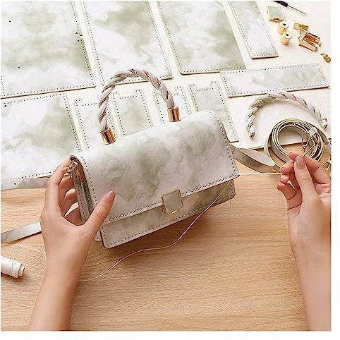 Leder Tasche machen Kit 5 teile/satz Handgemachte Handtasche Pu Leder Griff Schulter Tasche Zubehör for Frauen DIY Rucksack Hand Nähen Mit Nähen Werkzeuge Für die Herstellung von Taschen, Handtaschen,
