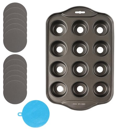 ZTVOWTO 12 Tazze Stampo Muffin, Teglia Muffin in Acciaio Inox, Adatto per Budini, Cupcakes e Biscotti