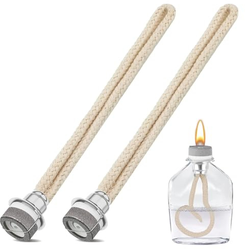 BCENG 2 Stück Duftlampe Docht 17cm Öllampen Doch mit Katalytischem Brenner Docht fur Alle Katalytischen Lampen Ersatzdocht Brenner Diffusor Aromatherapie Heim Dekoration Silberner Kopf