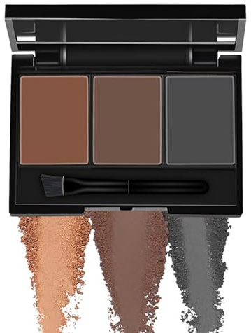 Augenbrauenpuder-Palette mit Pinsel und Spiegel, natürliches Augenbrauen-Tönungs-Set zum Definieren und Formen von Augenbrauen (Milchschokolade + Terrakotta + Kohle)