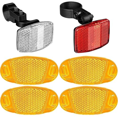 KOZOY Speichenreflektor Und Lichtclip-Set, 6-teiliges Katzenaugen Fahrradreflektoren für Kinder & Erwachsene, Front & Rücklichtclip für Rennrad, MTB, E-Bike