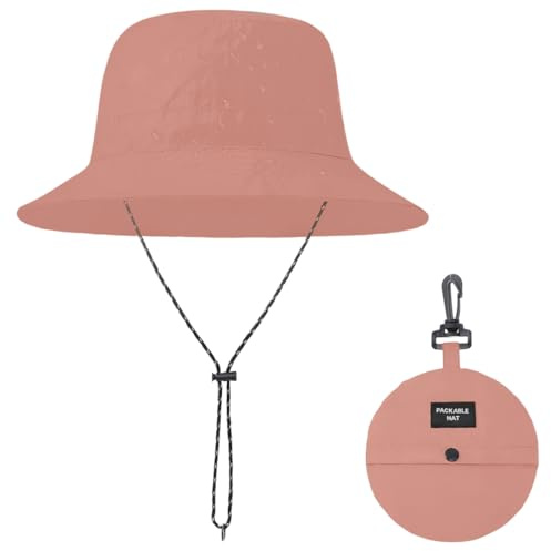 ZKGYUS Cappello da pesca pieghevole, cappello da sole impermeabile, cappello estivo pieghevole con protezione UV per uomo e donna, da escursionismo, rosso mattone