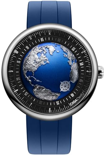 CIGA Design Blue Planet II Atlantik Automatik Uhr | GPHG Award Gewinner, Atlantik-inspiriertes Design, Asynchronous-Follow Uhrwerk, Fluorkautschuk-Armband