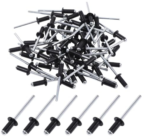 60 Stück Aluminium Blindnieten mit großem Flansch, Blindnieten Alu Nieten, Blindnieten Set, Blindnieten in Industrie-Qualität, 60er-Pack (Schwarz) (4.8mm × 10mm)
