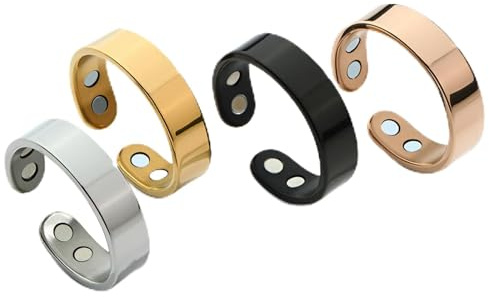 EOAMGO Anillo Calmi, Anillos Magnéticos de Pulgar para Ansiedad para Mujeres y Hombres, Anillos Calmara, 4 Piezas de Anillo de Dedo de Acero Inoxidable