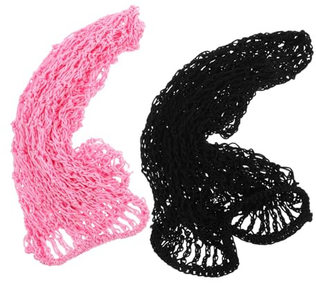 LIFKOME 2 Stück Handgefertigtes Dehnbares Haarnetz für Damen Gehäkelte Netz schlafkappe Leichter Elastischer Haarwickel für Lange Haare zum Schlafen Baden und Haushalt Schwarz Rosa