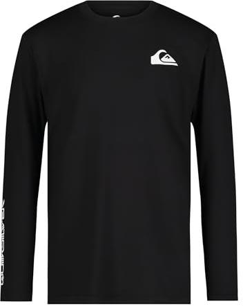Quiksilver Boys' Long Sleeve Loose Fit Rashguard Surf Shirt with UPF 50+ Sun Protection, Kid's Swim Top, Black, XL18/20