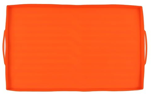 Grillmatte, Silikon-Grillabdeckung, schützende Grillabdeckung, Grillmatte für das Kochen im Freien (36 Zoll orangefarbener Griff)