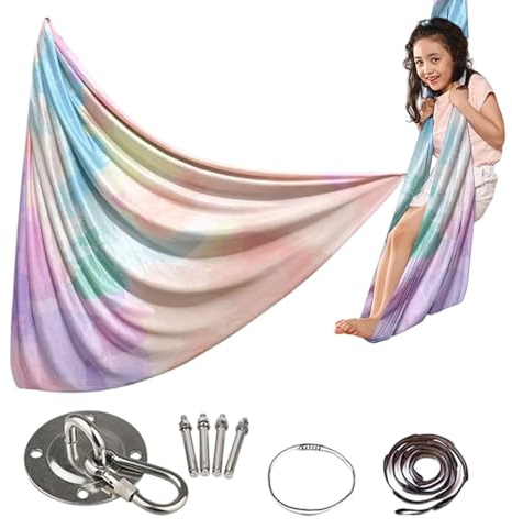 Aerial Silk - Aerial Yoga Hammock Kit, Yoga Hammock Swing Set, Anti- Training Equipment, Portable Aerials Yogas Kit, Home Gym Exercise Equipment For Women Men Adults Indoor Outdoor Home Gym