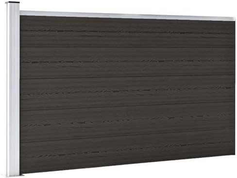 Élément de clôture WPC 175 x 105 cm - Noir - Clôture de jardin durable avec grain de bois - Panneau brise-vue modulaire pour l'extérieur - Inoxydable