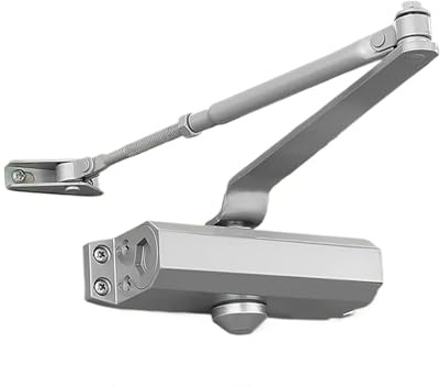 Cierrapuertas automático hidráulico con amortiguador, capacidad de 25 kg a 80, velocidad cierre ajustable, silencioso y herrajes suaves(Silver S)