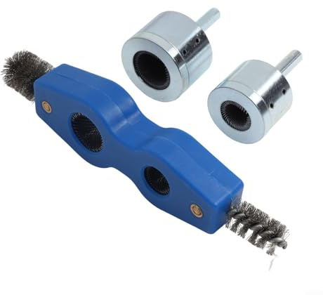 Besttoolifes Nettoyeur de tuyaux en cuivre pour perceuse avec poignée hexagonale, 15 mm et 22 mm, poils en acier inoxydable pour plomberie et nettoyage de tubes de batterie (15 mm + 22 mm)