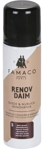 Famaco Aérosol Rénovateur Daim & Nubuck Marron Foncé – Spray Protection et Couleur – 200 ml