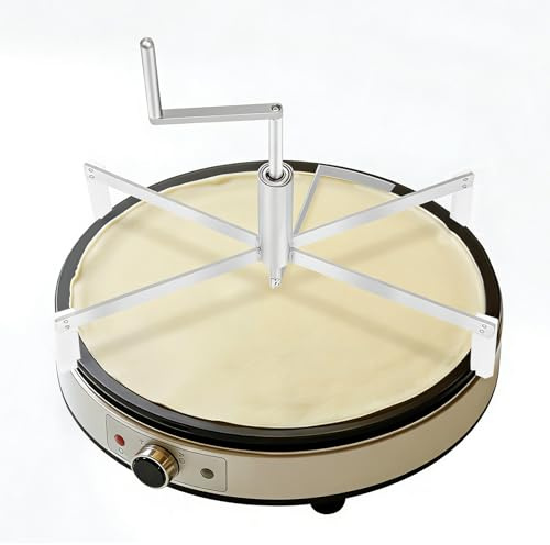 16'' Crepe Spreader Tool, Stainless Steel Batter Spreader with Overflow Guard & Stable Base, Compatible with Electric Crepe/Pancake Griddles, Home & Commercial Kitchens