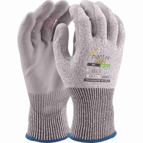 Hantex® HX5PU Cut Resistant Level 5 Work Gloves Grey PU Palm Coated (6/XSmall)