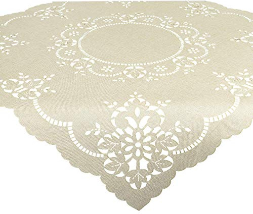 Tischdeckenshop24 Bella Tablecloth 85 x 85 cm Beige Modern Table Cover with Laser Cut