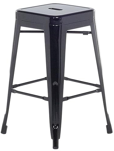 Beliani Set di 2 Sgabelli in Acciaio Nero Impilabili Moderni 60 cm