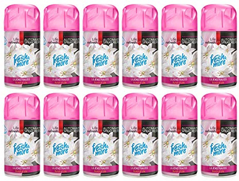 Fresh & More Lufterfrischer Nachfüller Lilienstrauß 250ml (12er Pack) | Raumduft-Spray-Nachfüller, kompatibel mit Freshmatic Max, floraler Lilienduft
