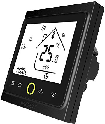 MOES Smart Home Wlan Raumthermostat für 5A Wasserführende Fußbodenheizungen Thermostat, WiFi Temperaturregler, 2,4GHz Wi-Fi&Neutralleiter erforderlich, Kompatibel mit Smart Life/Tuya APP, Alexa Google | Fernbedienung, 5A, Fußbodenheizung, kompatibel, Alexa