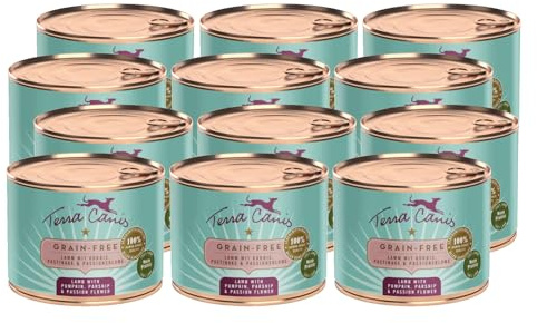 Terra Canis Lamm mit Kürbis, Getreidefrei Nassfutter für Hunde, 12x200g | 100% Lebensmittelqualität aller Rohstoffe, mit frischem Fleisch, reich an Nährstoffen, getreide- und glutenfrei