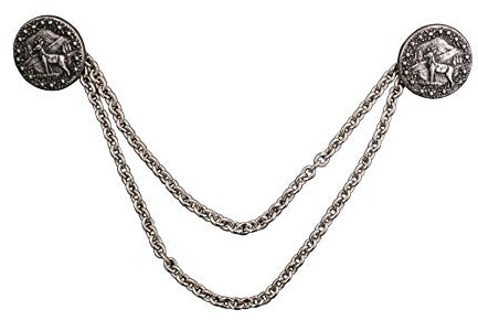 silber antik eisen Knopf mit Kette Metall Kettenknöpfe mit Hirsch Berg Tracht Motiv 25mm, Kette 20cm Verschluss Jacke
