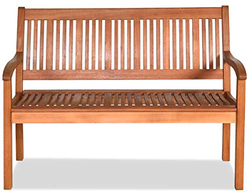 RELAX4LIFE Gartenbank aus Holz, Sitzbank für 3 Personen, Holzbank mit Tragkraft von 360 kg, Parkbank mit Rückenlehne & 2 Armlehnen, Bank für Balkon & Terrasse & Garten, Gartenmöbel 126 x 63 x 91 cm