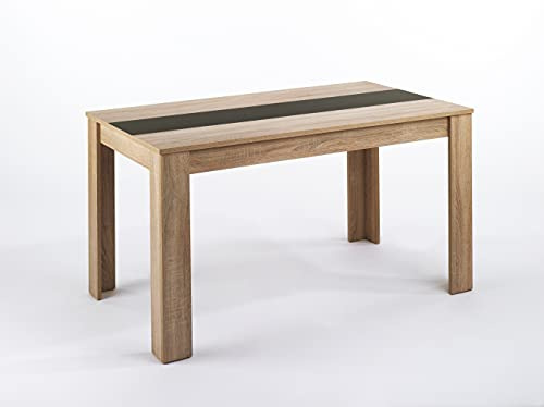 byLIVING Esstisch NORI, Küchentisch in Eiche-Optik, 160 x 90, H 75 cm | Einlegeplatte wendbar in schwarz oder weiß, großer Tisch