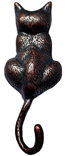 Anatolica Katzen-Türklopfer, massives Messing, 15,5 cm (Antikkupfer)