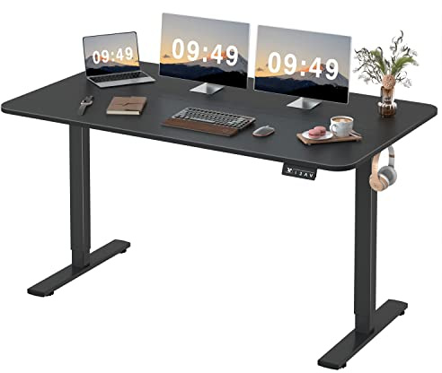 Furmax 55 x 24 Inches Electric Height Adjustable Standing Desk Large Sit Stand Up Desk Home Office Computer Desk Memory Preset with T-Shaped Metal Bracket, Black