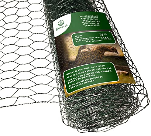 Volierendraht Maschendraht Drahtgitter Metallnetz Drahtgeflecht Schutzgitter Kaninchendraht mit Sechskantmaschen Wand- und Deckenverkleidung, gegen Marder und Füchse / 25 m Länge und 1 m Breite