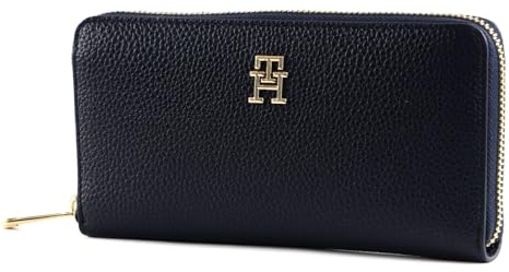 Tommy Hilfiger Damen Portemonnaie TH Emblem Large Groß, Blau (Space Blue), Einheitsgröße