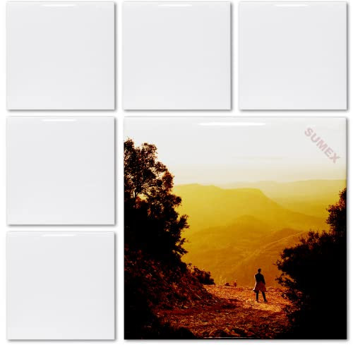 Sumex Piastrelle in ceramica per lavori artigianali, 6 pezzi, bianco lucido, piastrelle in ceramica per pressa a caldo (15 x 15 cm)