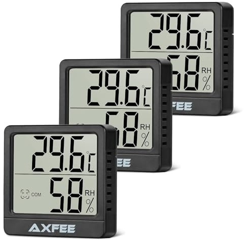 AXFEE Digital Hygrometer Thermometer with Magnetic, 3PCS LCD Mini Room Thermometer with Face Lcons, Indoor Hygrometer Thermometer with Temperature Humidity Monitor, for Home,Office (with Battery)
