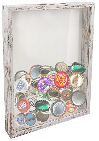 GraduationMall 28x35cm 3D Bilderrahmen für Tickets Shadow Box mit Slot,Rahmen zum Befüllen Speicherbox Weinkorken Muscheln Geschenke Vitrine Weiß
