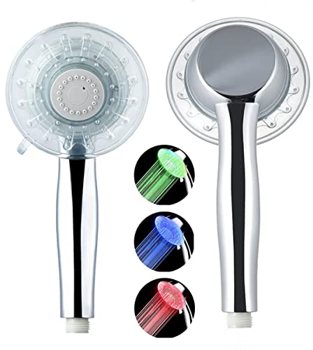 Soffione doccia a LED a temperatura controllata, grande pressione manuale ad alta pressione con 2 modalità di uscita dell'acqua, spray bagno spa doccia ugello, ABS + tecnologia cromata galvanica