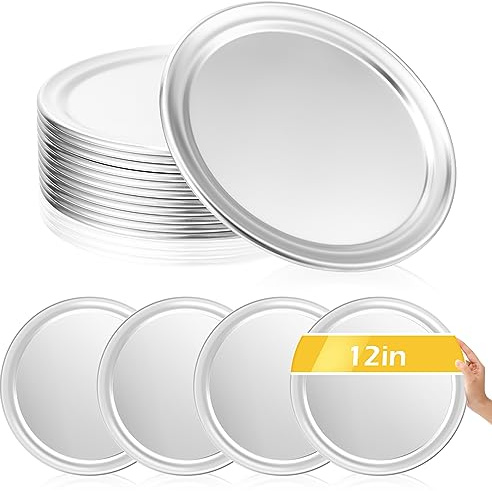 Bokon 12 Pcs 12 Inches Pizza Pans Bulk for Oven Non Stick Round Aluminum Pizza Plates Set for Pie Cake Tray Baking Restaurant Serving Home Kitchen Easy to Clean