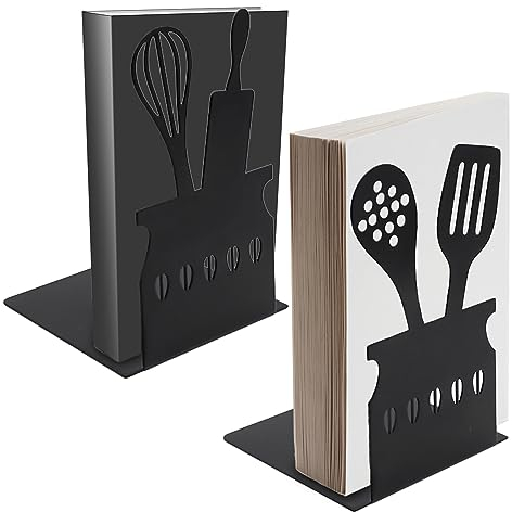 Molbory 2 Stück L-förmige Buchstützen, 15 x 10 x 10 cm, Metall, Besteck Stil, Kreative Deko für Küche, Büro, Schule