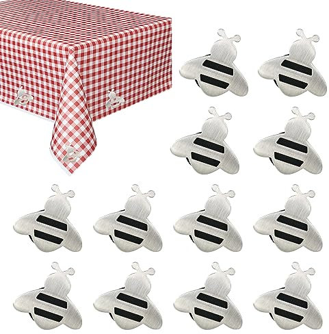 Tefola 12PCS Tablecloth Weights Clip, Bee-like Stainless Steel Decorative Magnetic Table Cloth Clamps for Tablecloth Curtains for Party, Picnic, Family Dinner