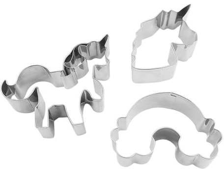 PRETYZOOM Unicorn and Cloud Cookie Cutters Set 3pcs Stainless Steel Biscuit Cutters Cartoon Baking Tools for Fondant Dough Pastry Baking Accessories