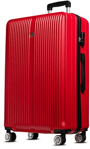NOWI Hartschalen-Koffer Trolley Rollkoffer Reisekoffer Handgepäck 8 Rollen (M-L-XL-Set) (Rot, XL)