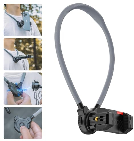 SOH Magnetic Neck Phone Holder POV/Vlog Selfie Mount,Hand Free Phone Neck Holder Chest Stand Strap Video Recording for iPhone 15 Pro Max/14/13Pro/Mini, Samsung, Google, LG, Pixel,All Smartphones