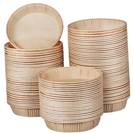 PAMINGONO 100 Pcs 4-inch Gold Baking Cups Nonstick Round Tart Pans Small Paper Baking Containers for Cakes Pies and Desserts