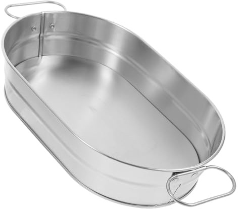 ABOOFAN Cubos De Hielo Ovalados De Acero Inoxidable Cubeta De Hielo De Metal Galvanizado con Asas Cubos para Enfriador De Vino Y Cerveza Cesta para Y Patatas Fritas para Fiestas Barra