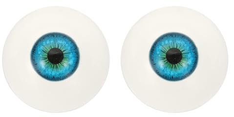 PATIKIL 32mm Safety Eyes,1 Pair Realistic Acrylic Eyes Plastic Half Eyeballs for Masks Halloween Props Art Craft, Blue Green
