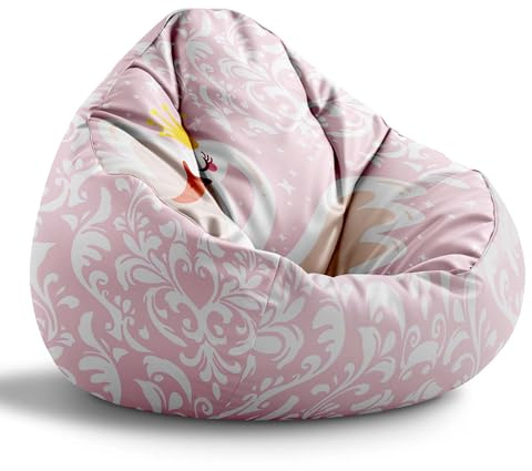 DreamRoots Sitzsack Kinder Bean Bag, Pink World, Gr. M | Sitzkissen Kinder Boden, Kinderzimmer Möbel, Sitzsäcke fürs Kinderzimmer, mit Füllung